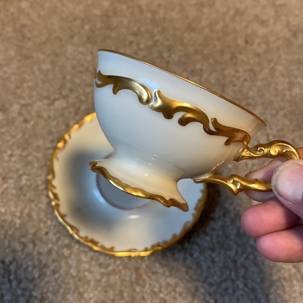 VTGKolk Bavaria Germany White and gold Porcelin Cup & Saucer Fine China Teacup